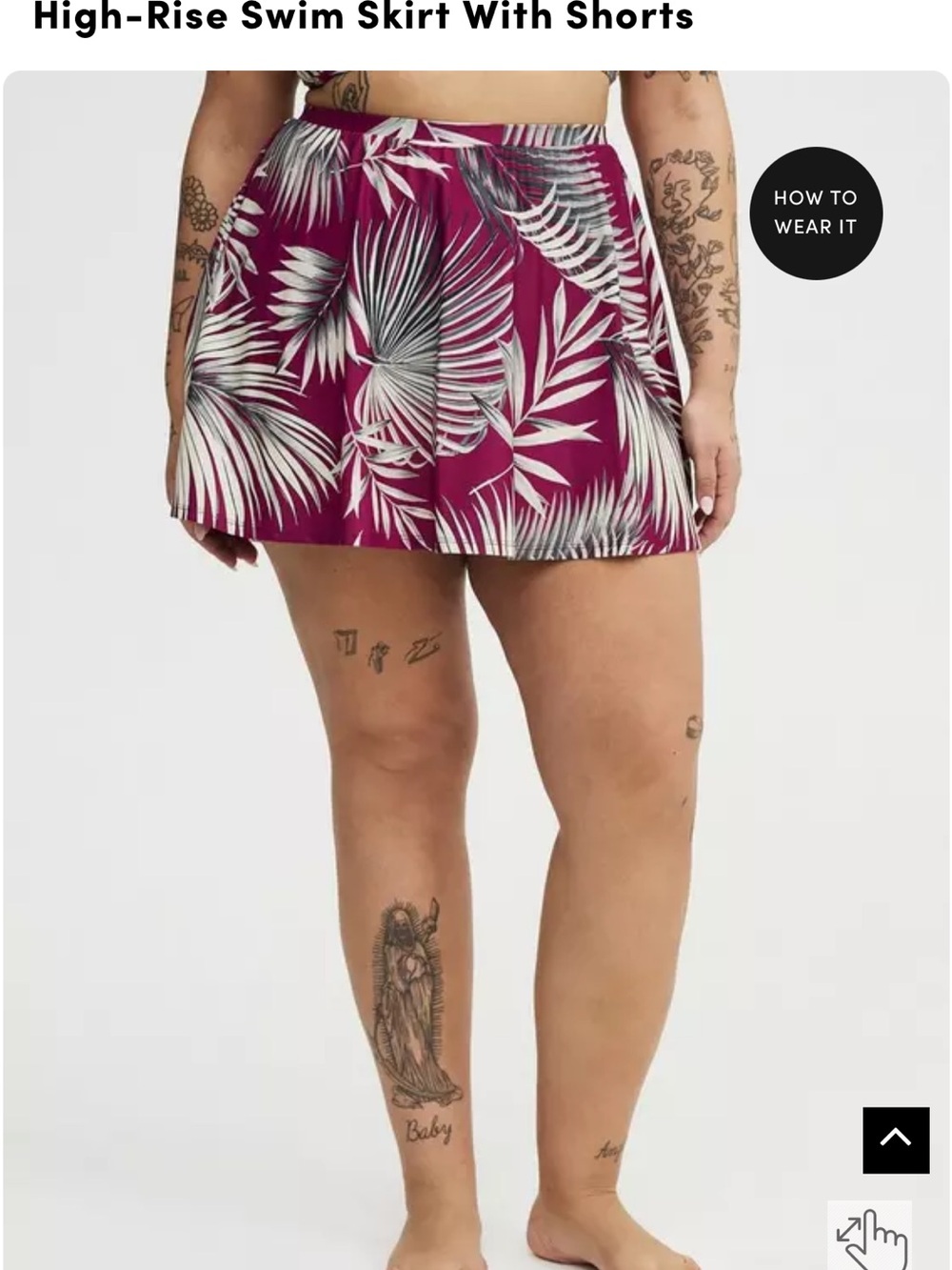 torrid Magenta Tropical Print High-Rise Swim Skirt with Shorts